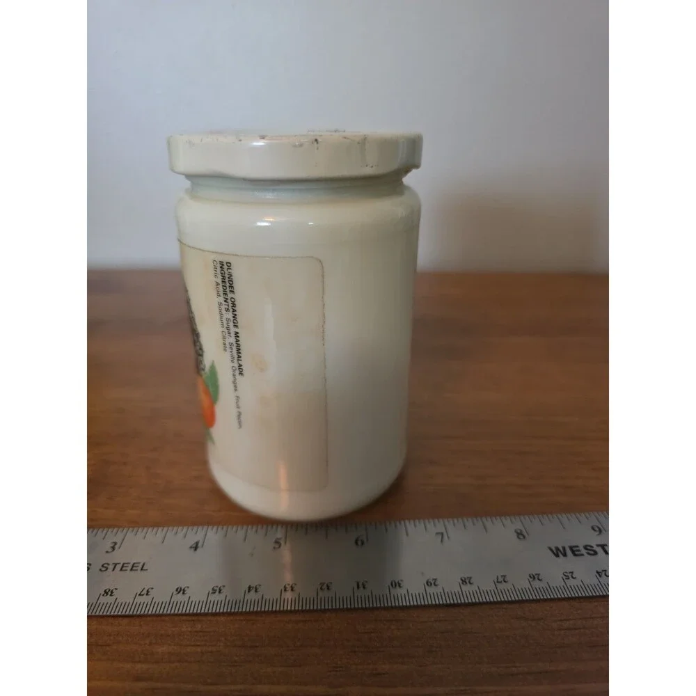 Vintage James Keiller Son Dundee Orange Marmalade Jar 16 oz Milk Glass White Lid